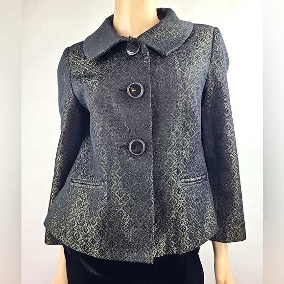 Apostrophe Black Blazer with Peter Pan Collar - Picture 1 of 6